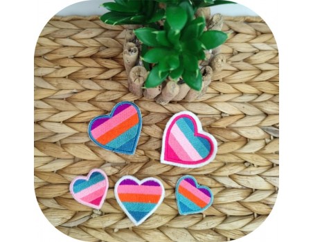 machine embroidery design patch multicolor heart