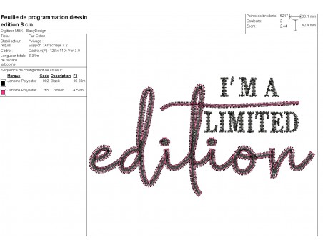 machine embroidery design  I'm a limited edition