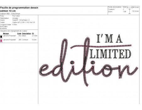 machine embroidery design  I'm a limited edition