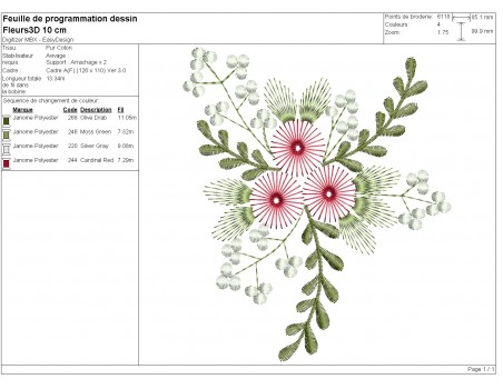 machine embroidery design  bouquet of 3D flowers