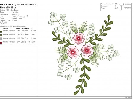 machine embroidery design  bouquet of 3D flowers