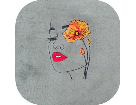 Machine embroidery design woman poppy