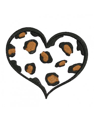 Motif de broderie machine coeur léopard