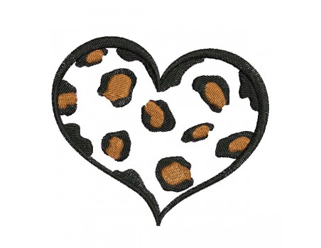 machine embroidery design heart leopard