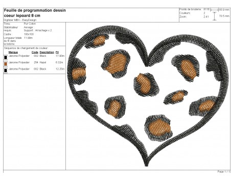 machine embroidery design heart leopard