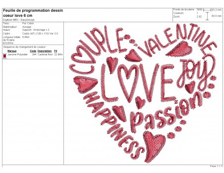 machine embroidery design heart love