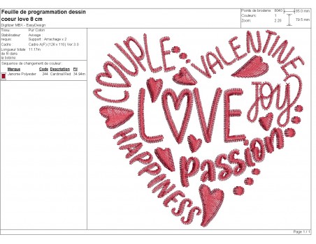 machine embroidery design heart love