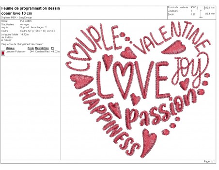 machine embroidery design heart love