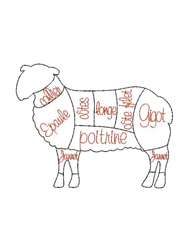 Motif de broderie croquis mouton du boucher