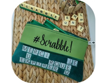 Motif de broderie machine ITH  trousse  jeu scrabble