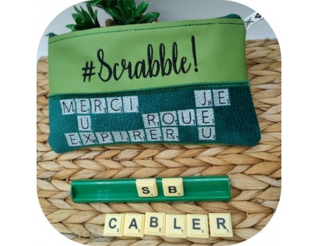 Motif de broderie machine ITH  trousse  jeu scrabble