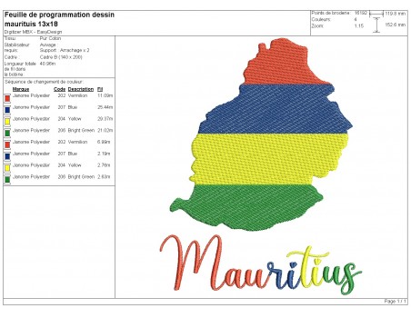 machine embroidery design  Mauritius Island