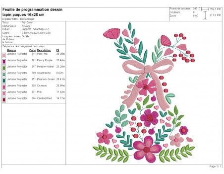 Machine embroidery design free flowers rabbit