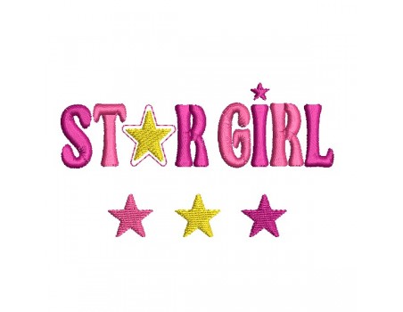 machine embroidery design star girl