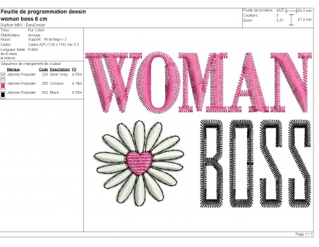 machine embroidery design  Woman boss