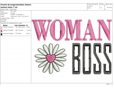 machine embroidery design  Woman boss