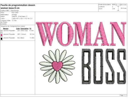 machine embroidery design  Woman boss