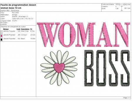 machine embroidery design  Woman boss