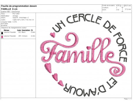 machine embroidery design  french text family