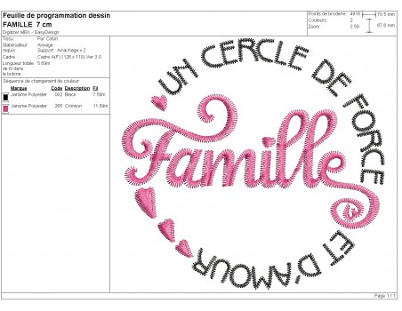 machine embroidery design  french text family