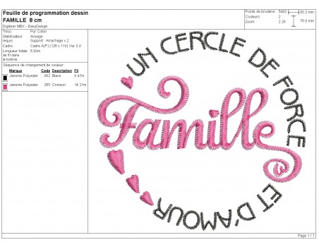 machine embroidery design  french text family