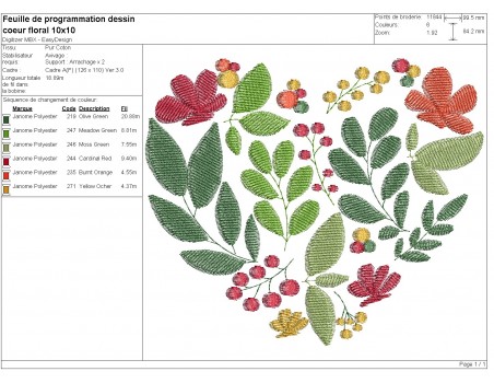 machine embroidery design heart flowers