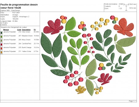 machine embroidery design heart flowers