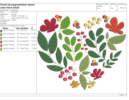 machine embroidery design heart flowers