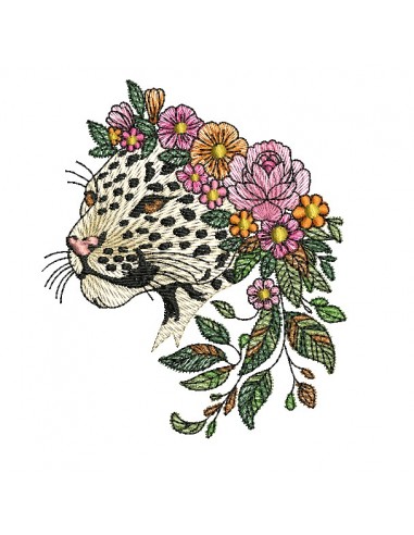 machine embroidery design  leopard flowers