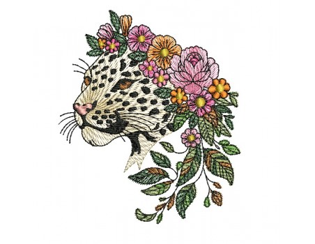 machine embroidery design  leopard flowers