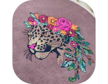 machine embroidery design  leopard flowers