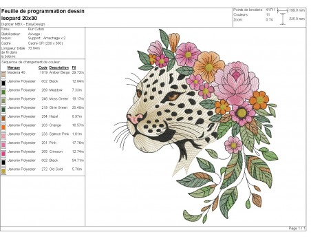 machine embroidery design  leopard flowers