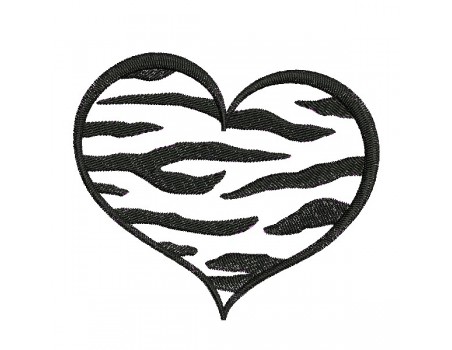 machine embroidery design heart tiger