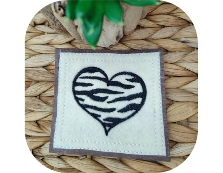 machine embroidery design heart tiger