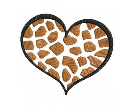 machine embroidery design heart giraffe