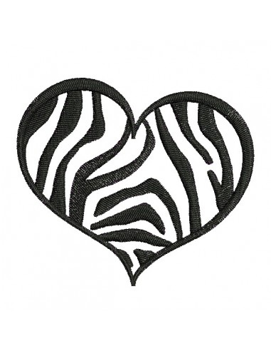 Motif de broderie machine coeur zebre