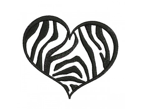 Motif de broderie machine coeur zebre