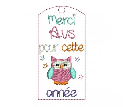 Motif de broderie  ITH marque pages Avs