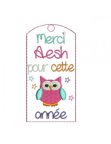 machine embroidery design ITH bookmark owl aesh