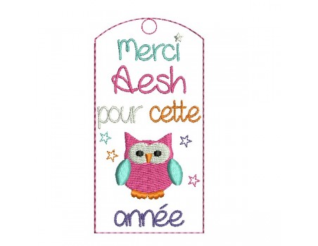 Motif de broderie  ITH marque pages Aesh