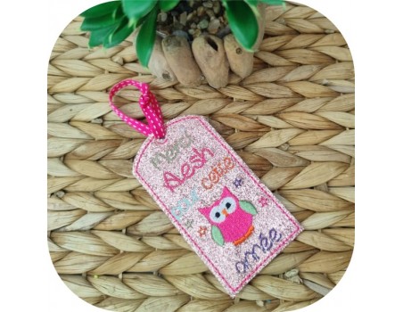 machine embroidery design ITH bookmark owl aesh