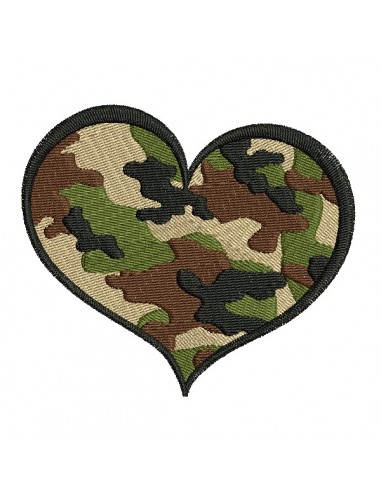 machine embroidery design camouflage heart