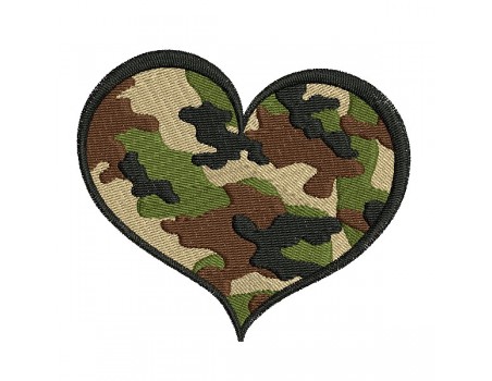 machine embroidery design camouflage heart