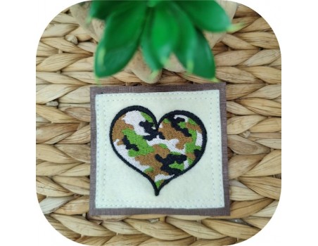 machine embroidery design camouflage heart