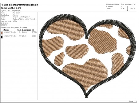 machine embroidery design cow heart