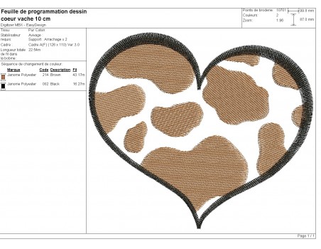 machine embroidery design cow heart