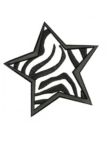 machine embroidery design zebra star