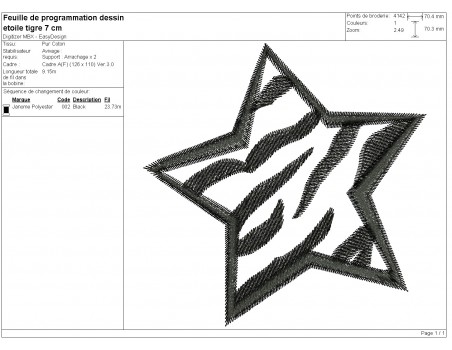 machine embroidery design tiger star