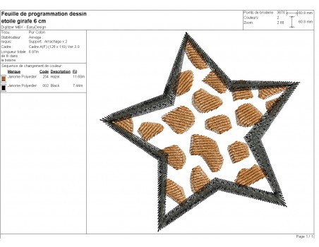 machine embroidery design giraffe star