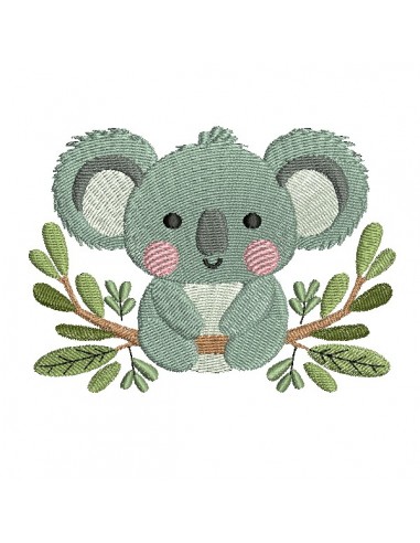 Motif de broderie machine  koala sur sa branche